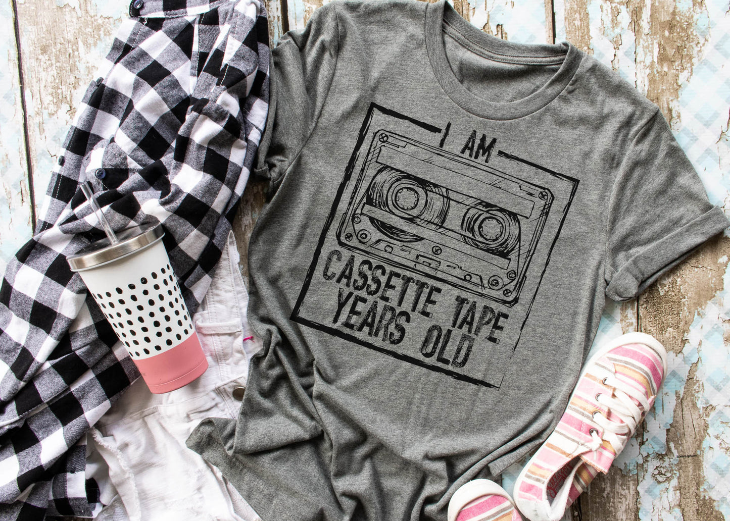 I am cassette tape years old tee