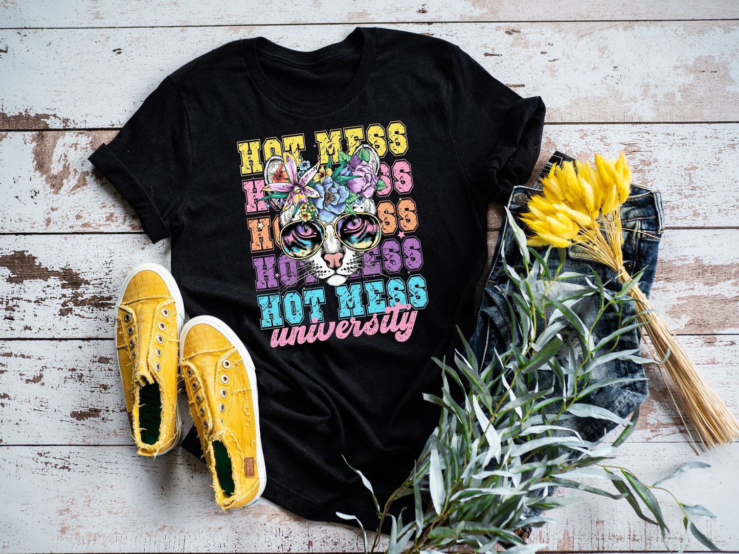 Hot mess university cat shirt