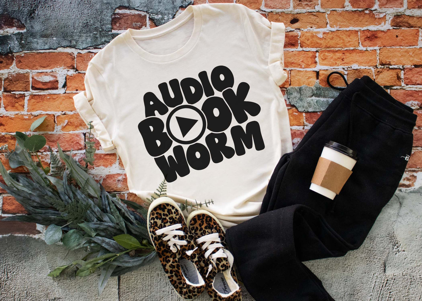 Audio book worm tee