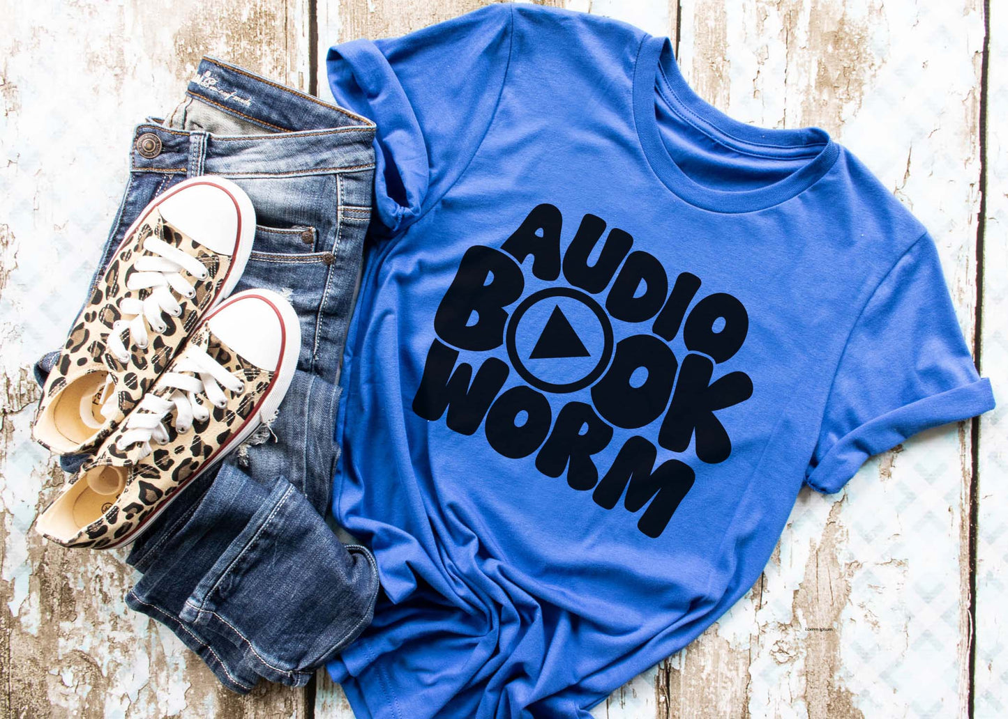 Audio book worm tee
