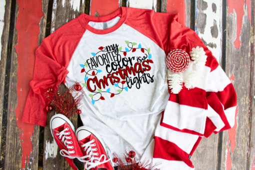 My favorite color is Christmas lights raglan