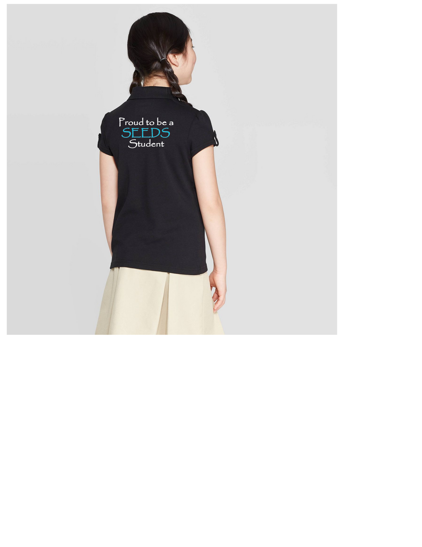 Seeds Academy Uniform-Girls short sleeve polo (black)