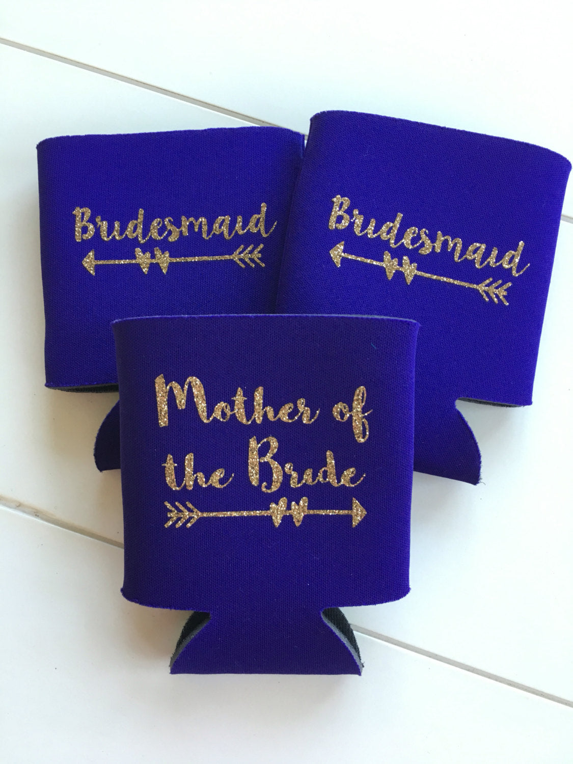 Personalized glitter can cooler, bridal party favor, bridesmaid glitter can hugger, 2 sided bachlorette party favor