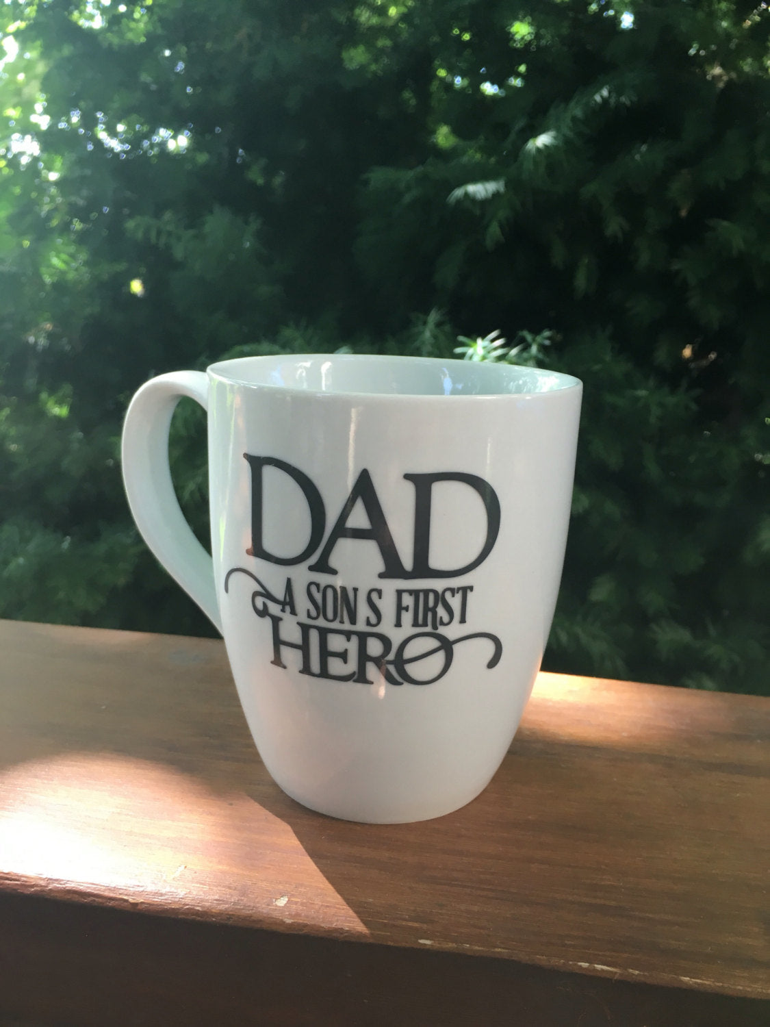 Fathers day gift, first fathers day, gift from son, gifts for dad, bonus dad, dad cup, daddy gift, dad a sons first hero, fathers day mug,