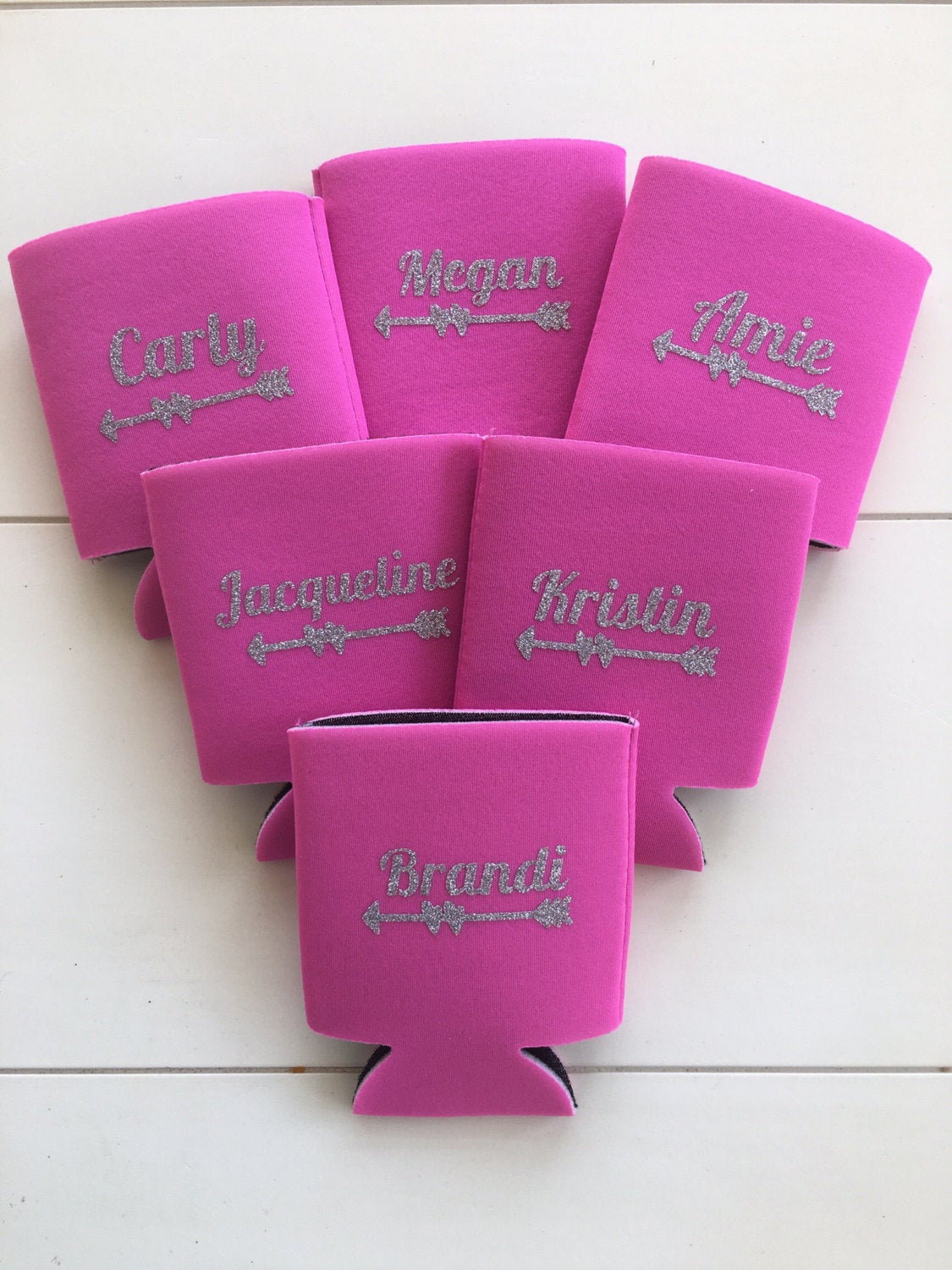 Personalized glitter can cooler, bridal party favor, bridesmaid glitter can hugger, 2 sided bachlorette party favor
