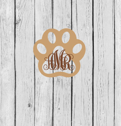 dog paw name or monogram decal