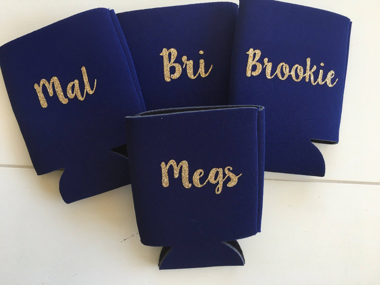 Personalized glitter can cooler, bridal party favor, bridesmaid glitter can hugger, 2 sided bachlorette party favor