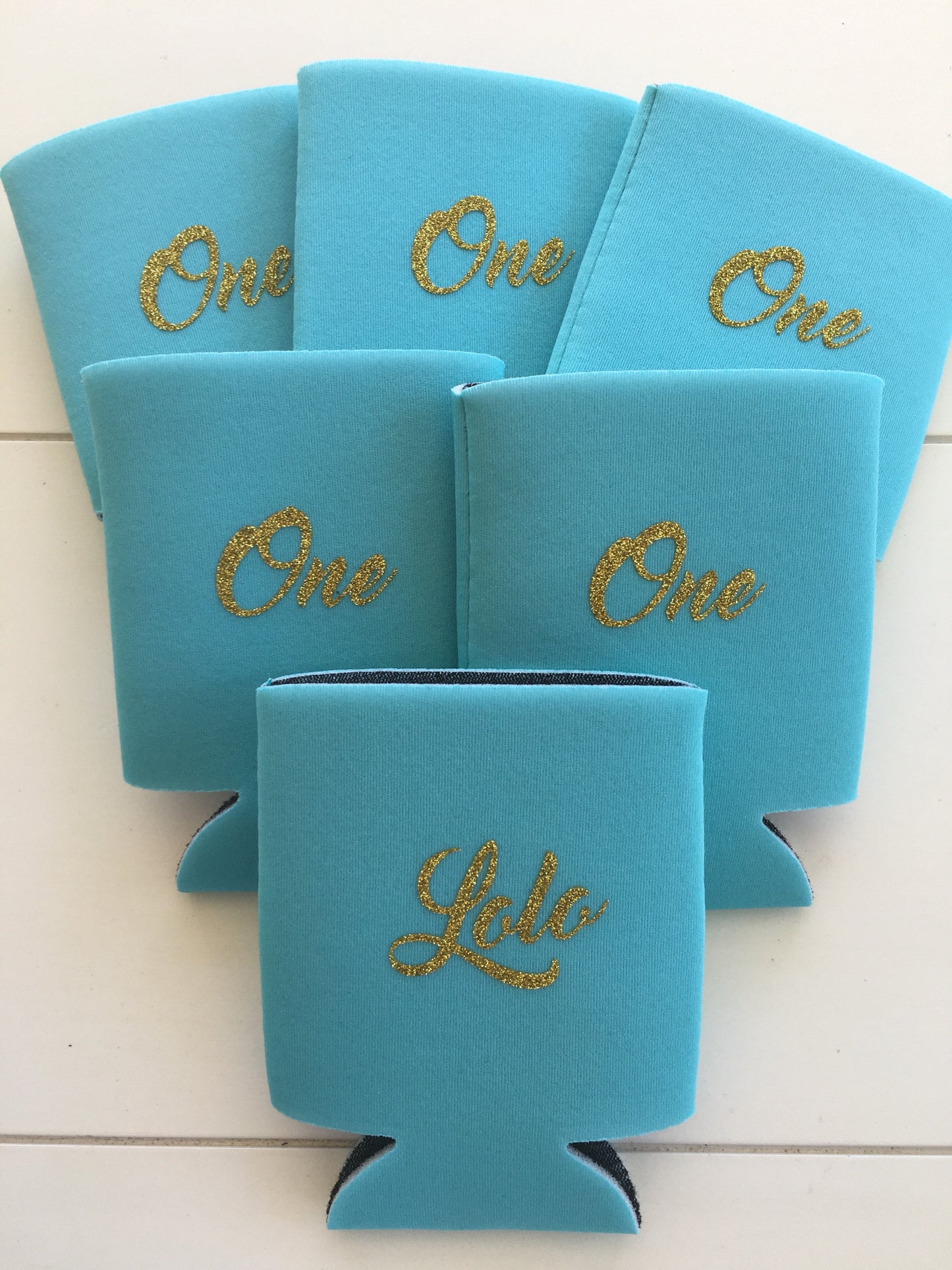 Personalized glitter can cooler, bridal party favor, bridesmaid glitter can hugger, 2 sided bachlorette party favor
