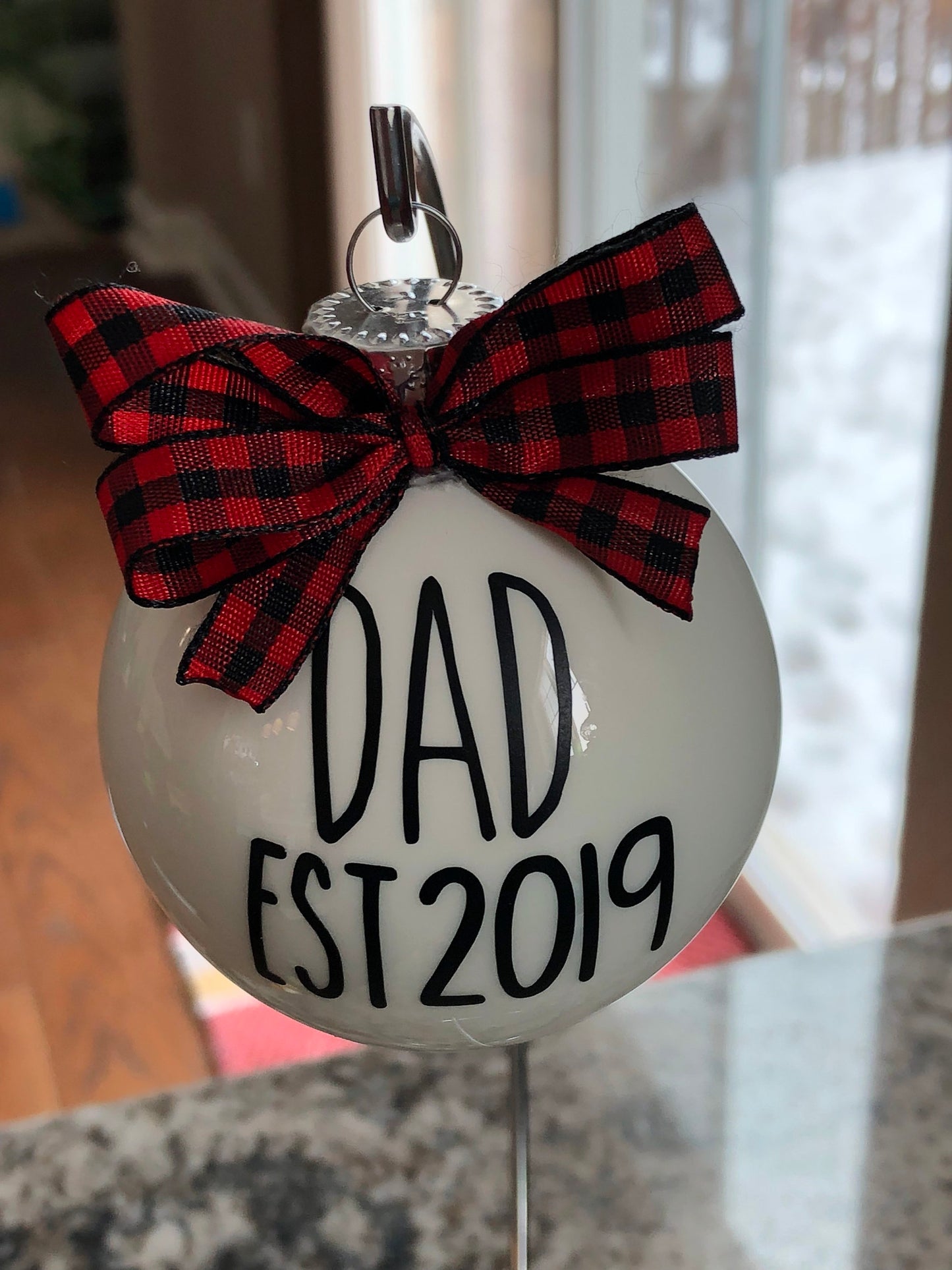 New dad ornament, first Christmas, new dad gift, pregnancy announcment, Buffalo plaid, christmas tree ornament, personalized ornament, mom
