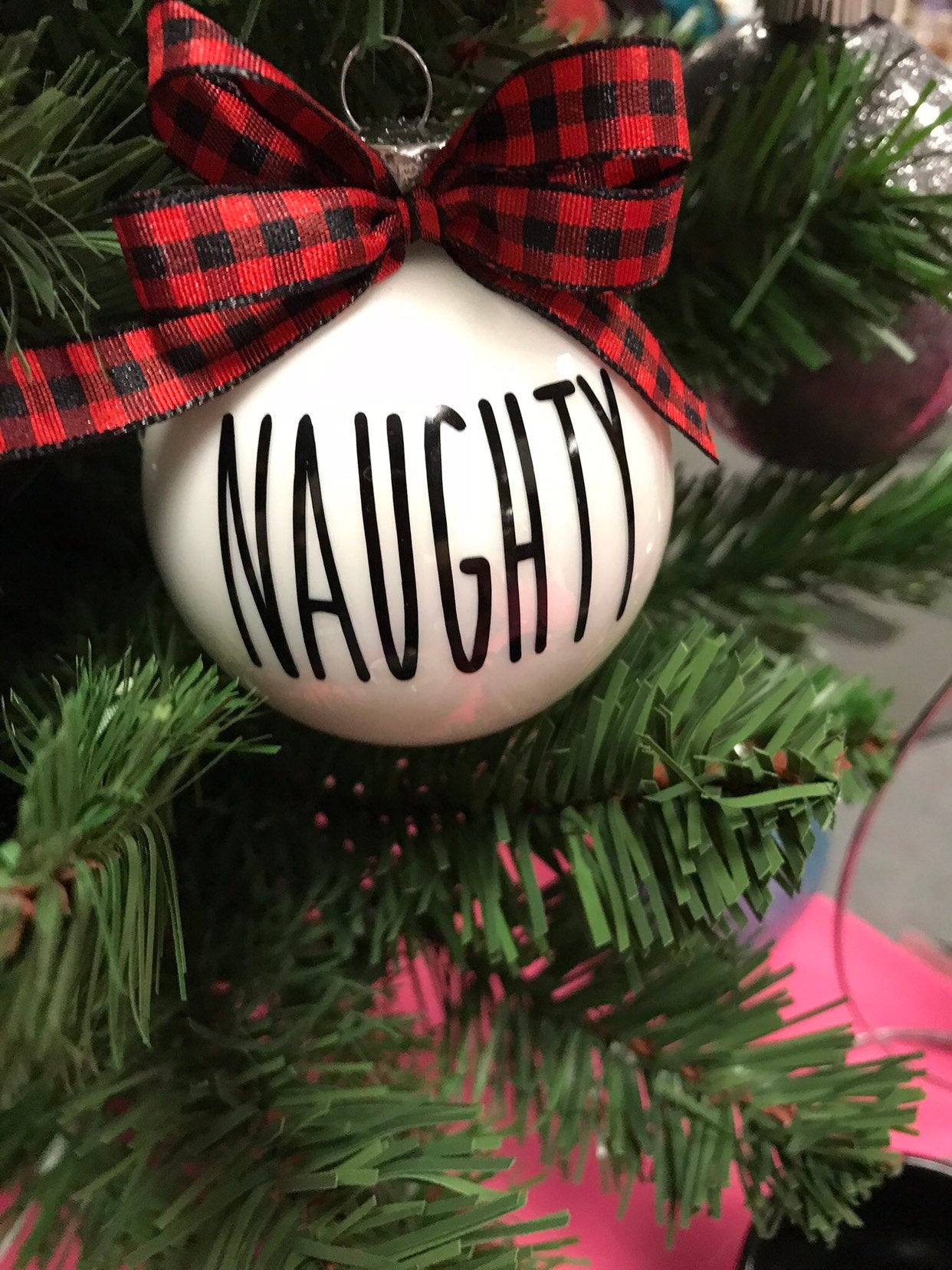 Naughty and nice ornaments, Set of 2, funny ornaments, secret santa, white elephant gift, christmas tree ornament, personalized ornament
