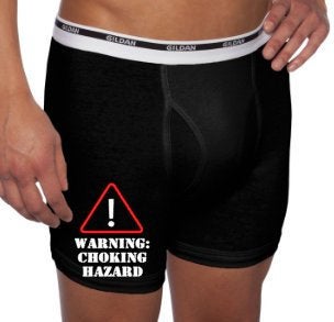 Fathers day boxers, gift for husband, choking hazard, naughty gift, personalized boxers, funny gift for men, mens underwear, gift for groom