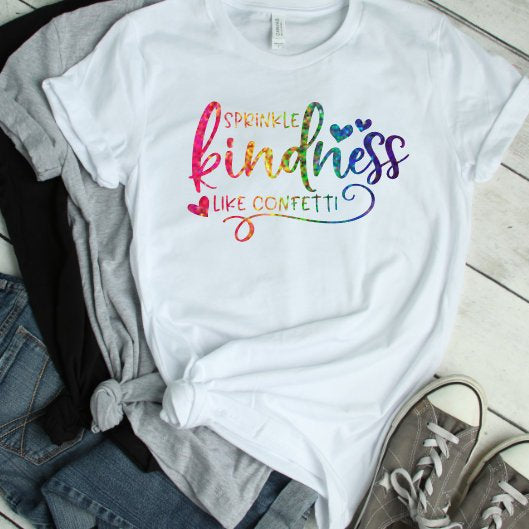 sprinkle kindness like confetti, kindness shirt, rainbow shirt, gift for her, humankind shirt, be kind shirt, kindness tshirt, womens tee