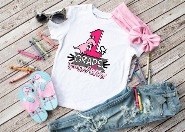 1st day of school shirt, dinosaur shirt, 2nd grade shirt, kindergarten shirt, 1st grade a saurus, school tshirt, back to school shirt,