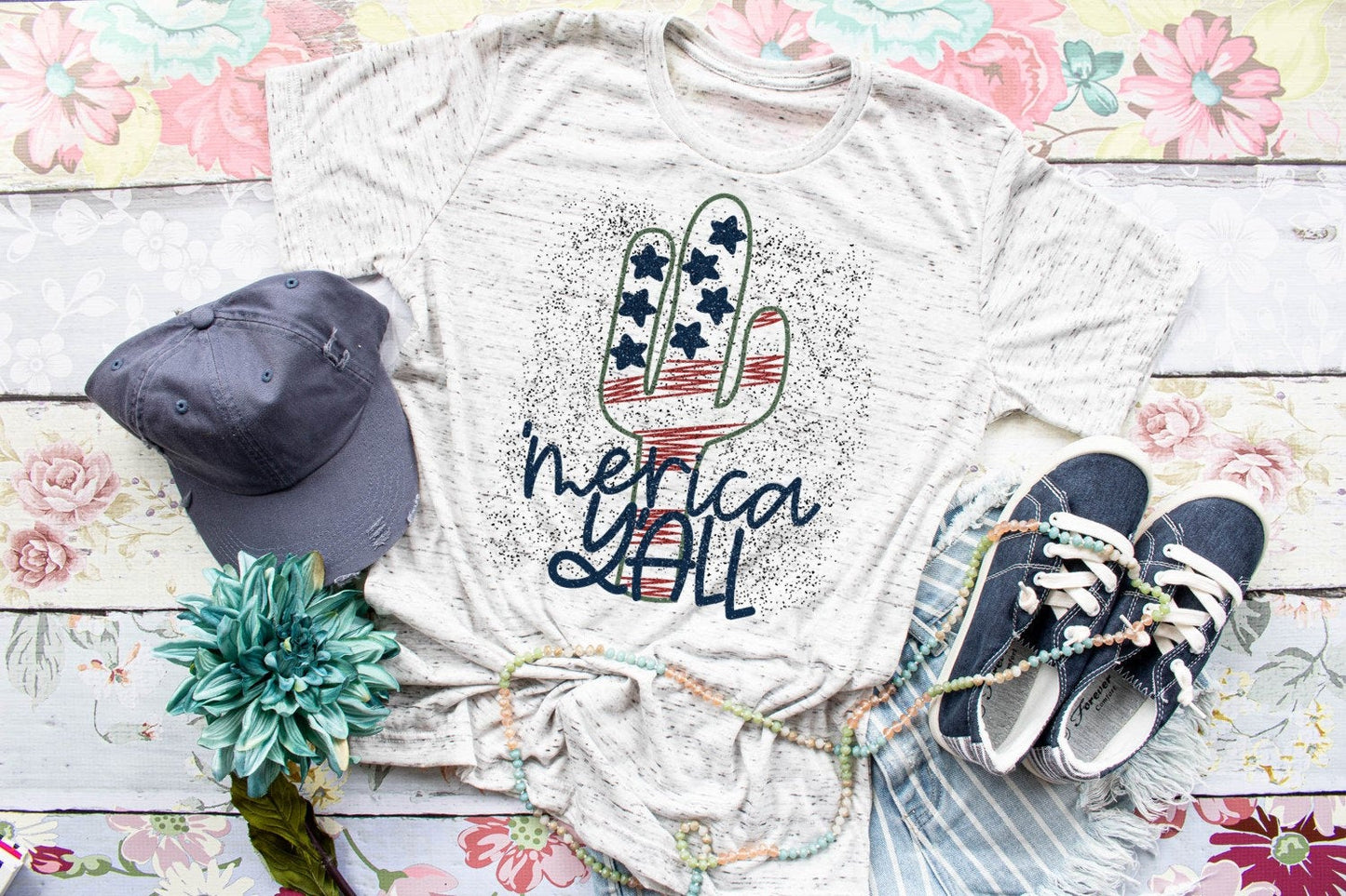 Merica y'all, America shirt, cactus shirt, independence day shirt, fourth of July, flag shirt, stars and stripes, red white and blue