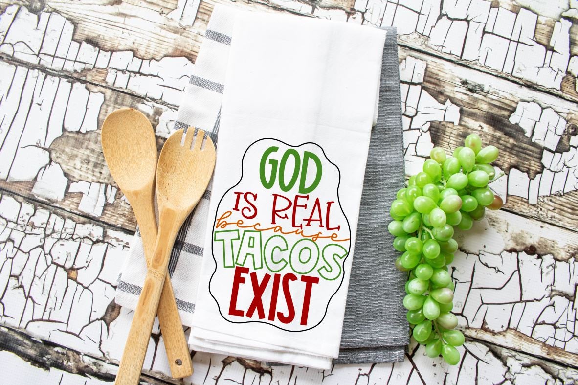 Taco towel, funny Kitchen Towels, Housewarming gift, Kitchen Decor, Waffle Towels 15"x25, Hostess Gift, Bridal Shower Gift, stocking stuffer
