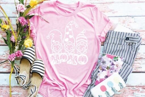 Women’s valentines shirt, gnome shirt, gnome valentine tee, pink tee, fun valentine tee, girls shirt, women’s tee, anti valentines, hearts