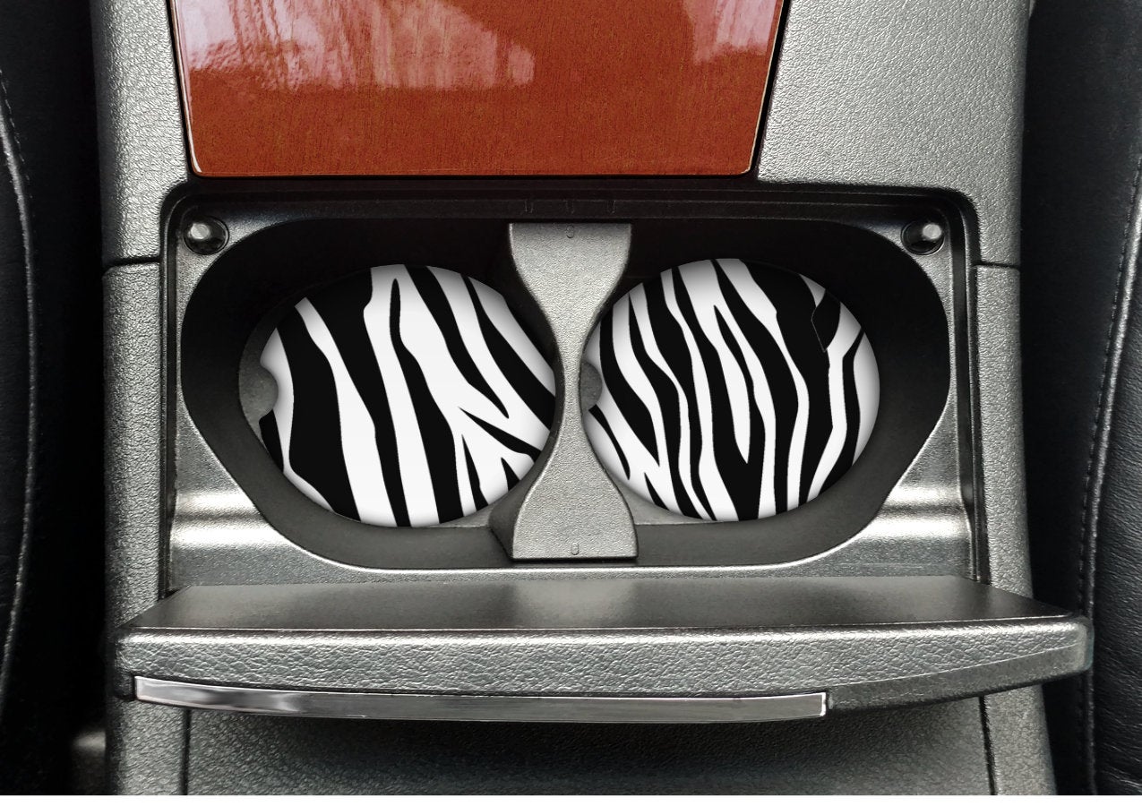 Cheetah car coasters, Animal print car coasters, Zebra print, car coasters, car accessories, rubber coaster, gift for car lover, set of 2