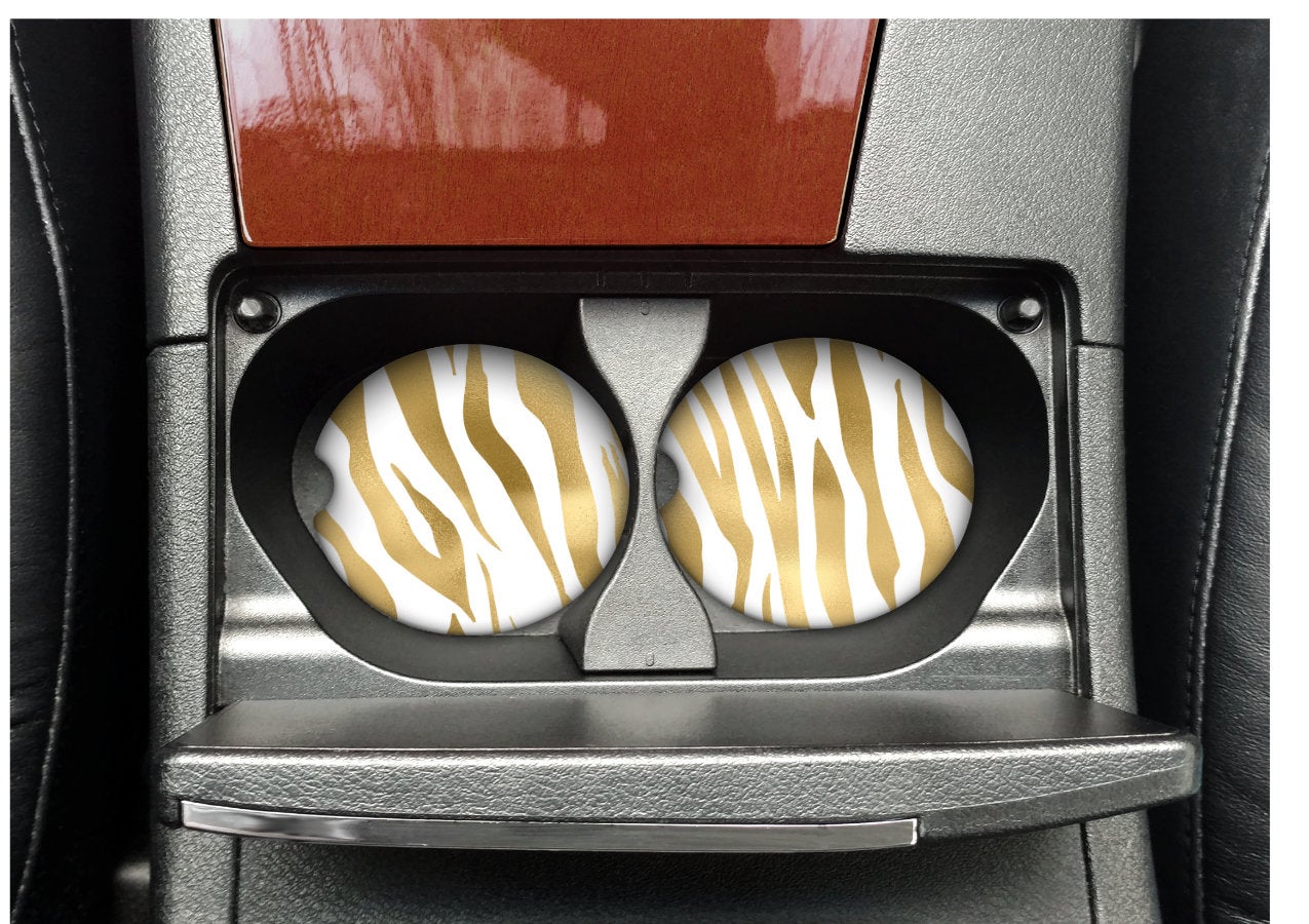 Cheetah car coasters, Animal print car coasters, Zebra print, car coasters, car accessories, rubber coaster, gift for car lover, set of 2