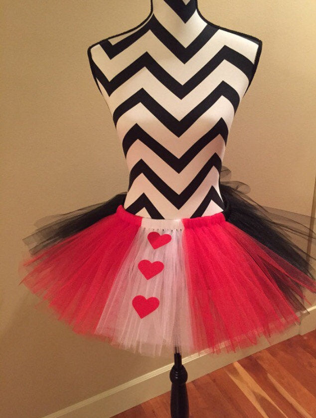 Queen of hearts tutu, halloween costume, adult running tutu, red and black tutu, alice in wonderland tutu