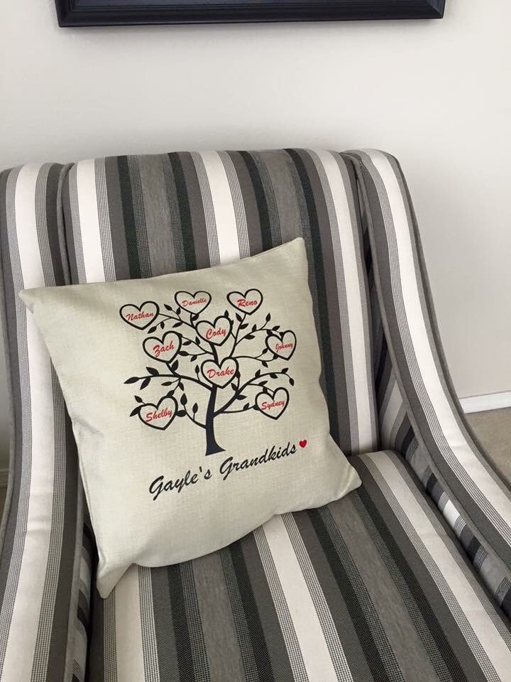 family tree, gift for grandparents, decorative pillow, gift for mom, last name, grandchildren names, pillowcase, canvas pillow, home decor
