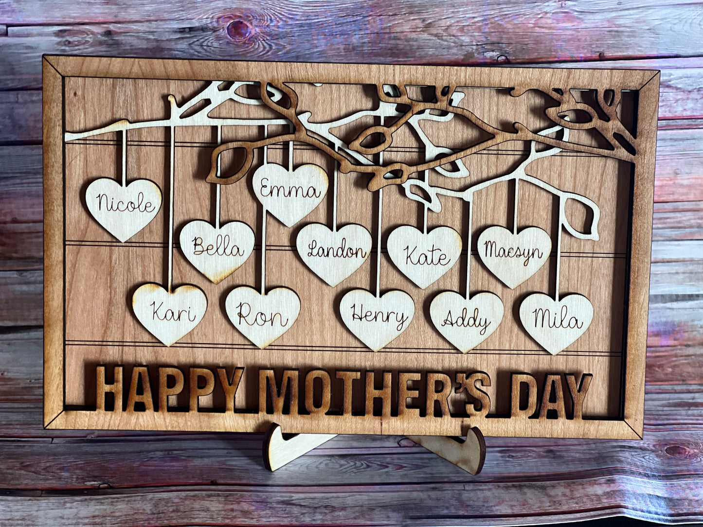 Wood personalized Family heart sign