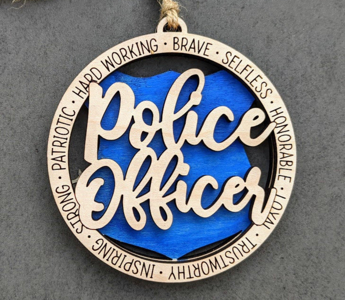 Police wood ornament