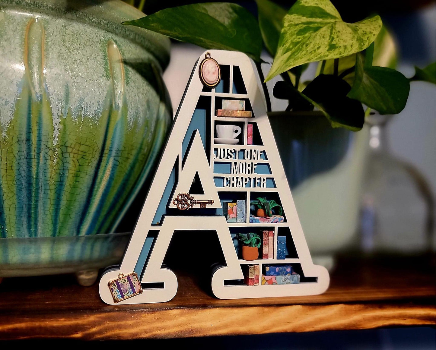 Wood letter bookshelf