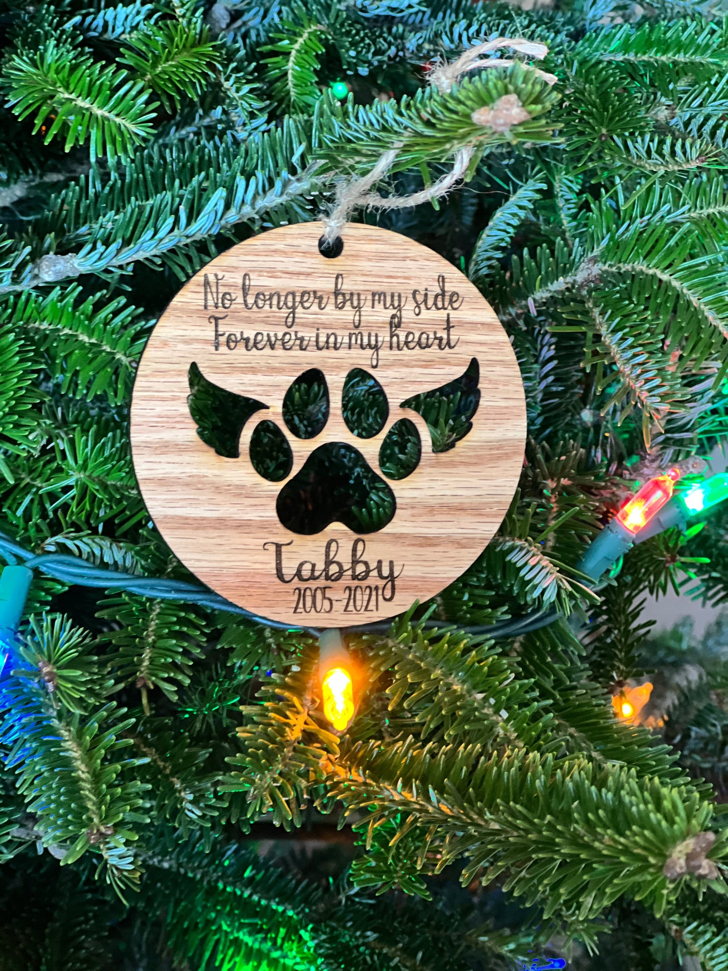 Wood pet memorial Ornament