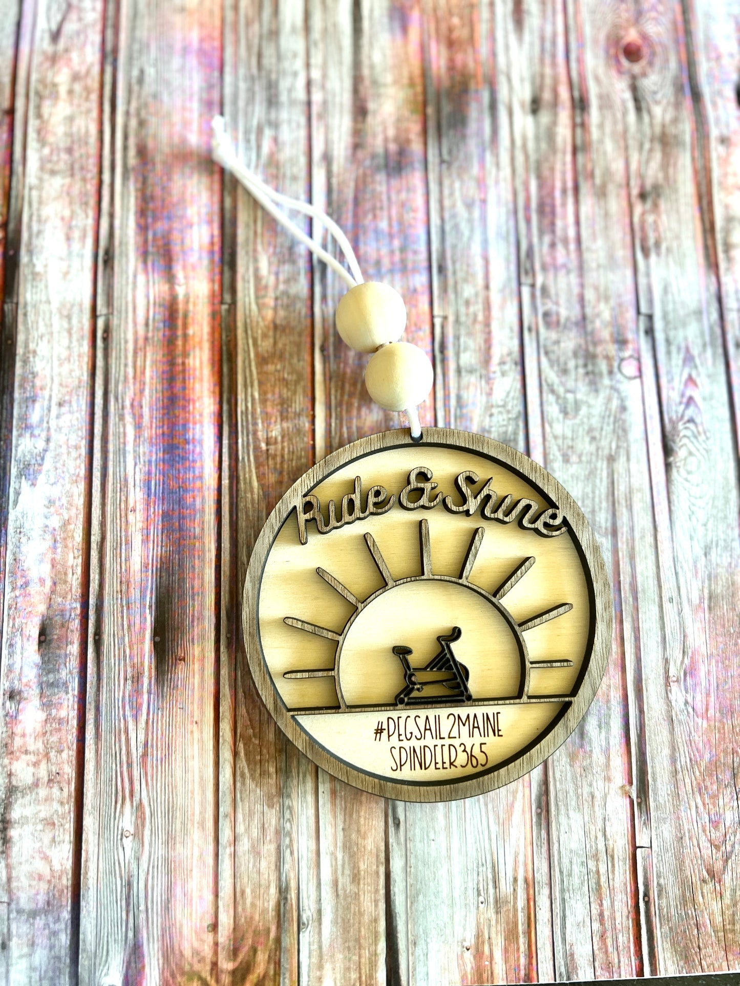 Stationary bike wood Christmas ornament
