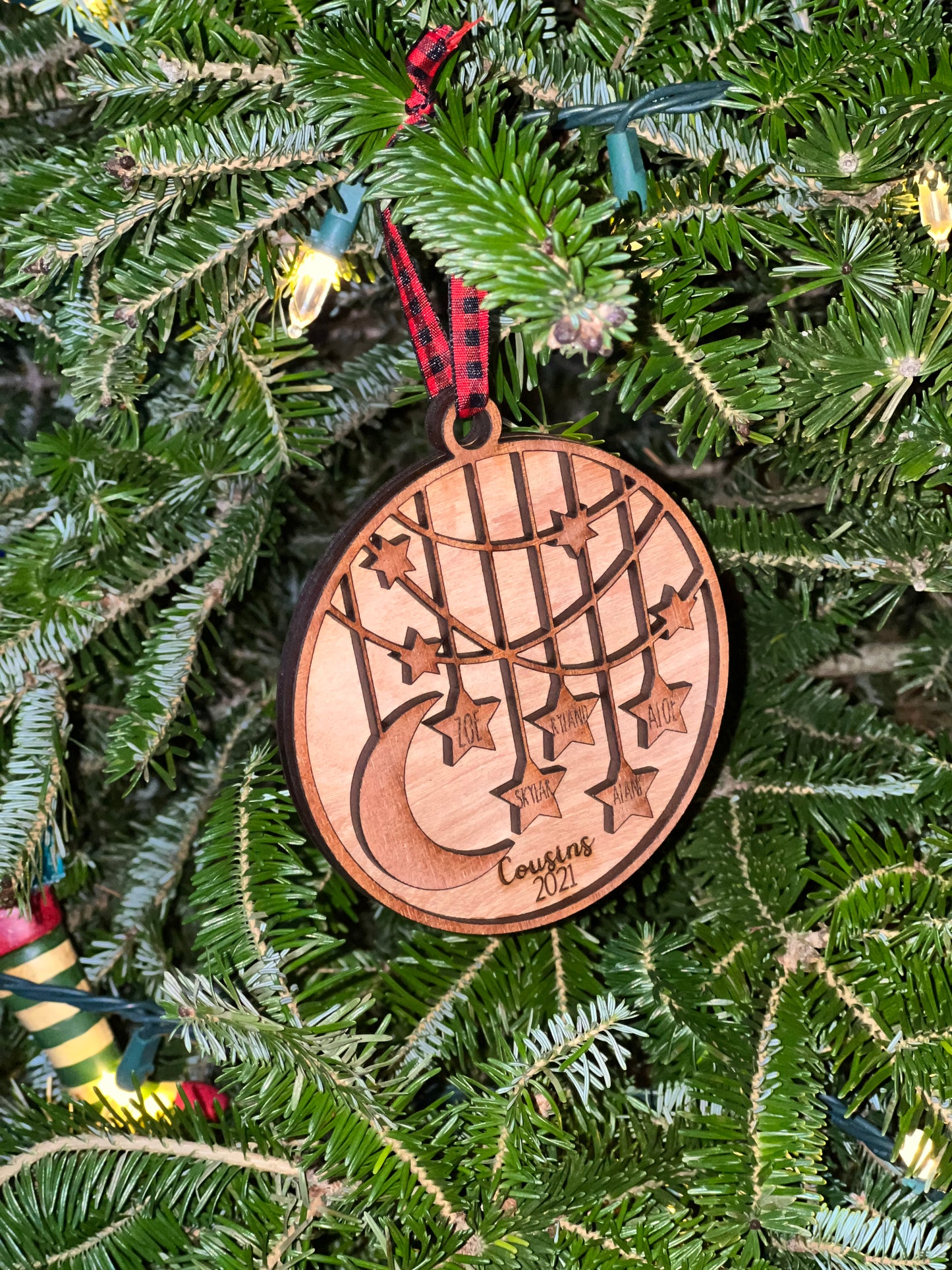 Moon and stars ornament