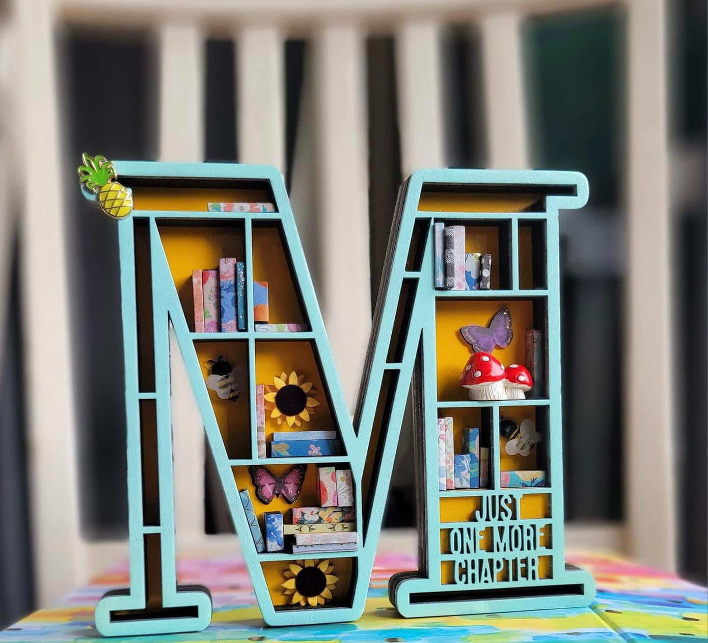 Wood letter bookshelf