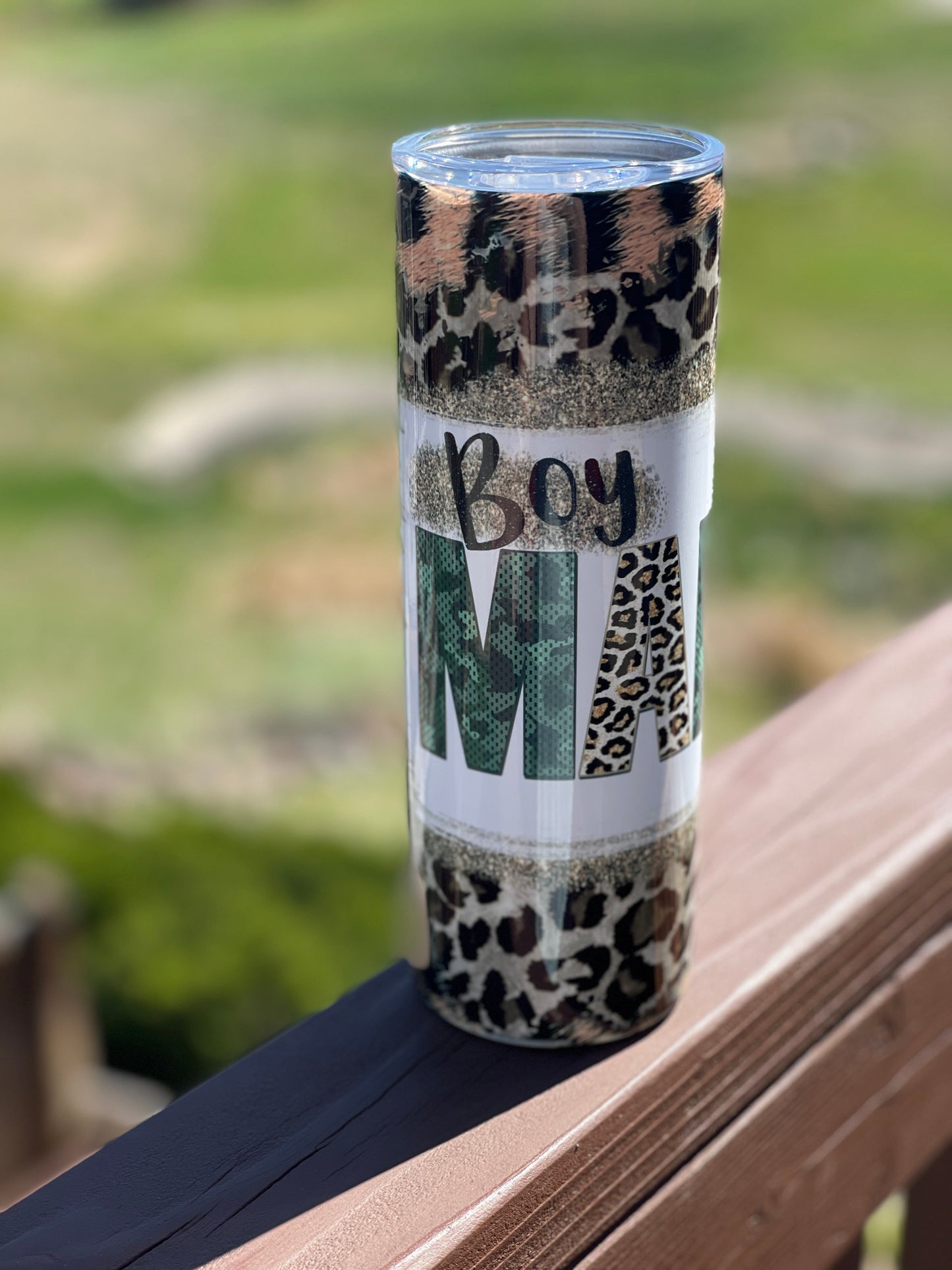 Boy mama camo/cheetah print Tumbler