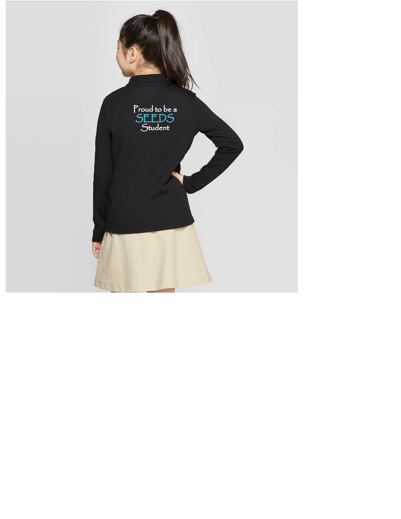 Seeds Academy Uniform- Girls Long sleeve Polo (black)