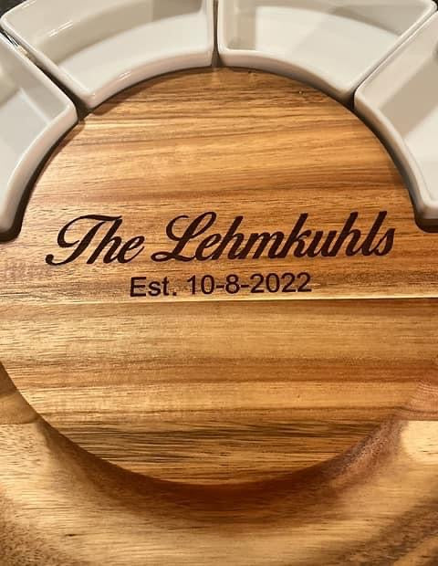 Engraved personalized Charcuterie board