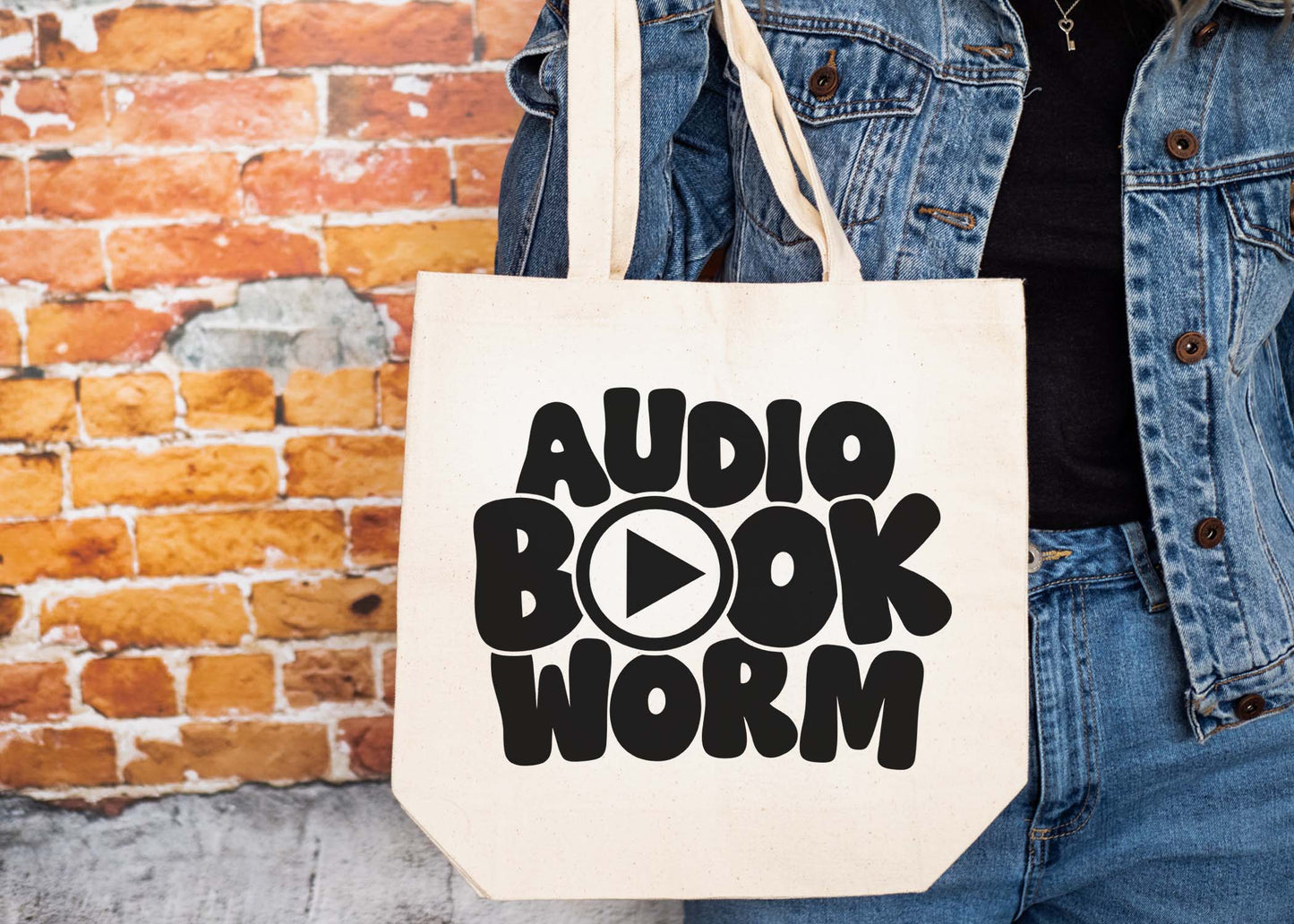 Audio Bookworm- tote bag