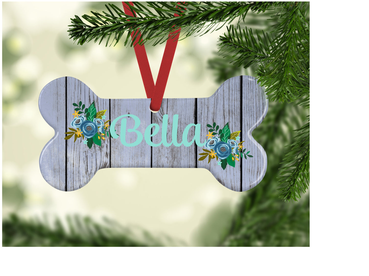 Wood inspired dog bone ornament