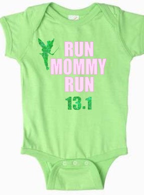 Tinkerbell run, baby marathon bodysuit, baby running shirt, running bodysuit,run mommy run, run disney, disney marathon,gift for runners