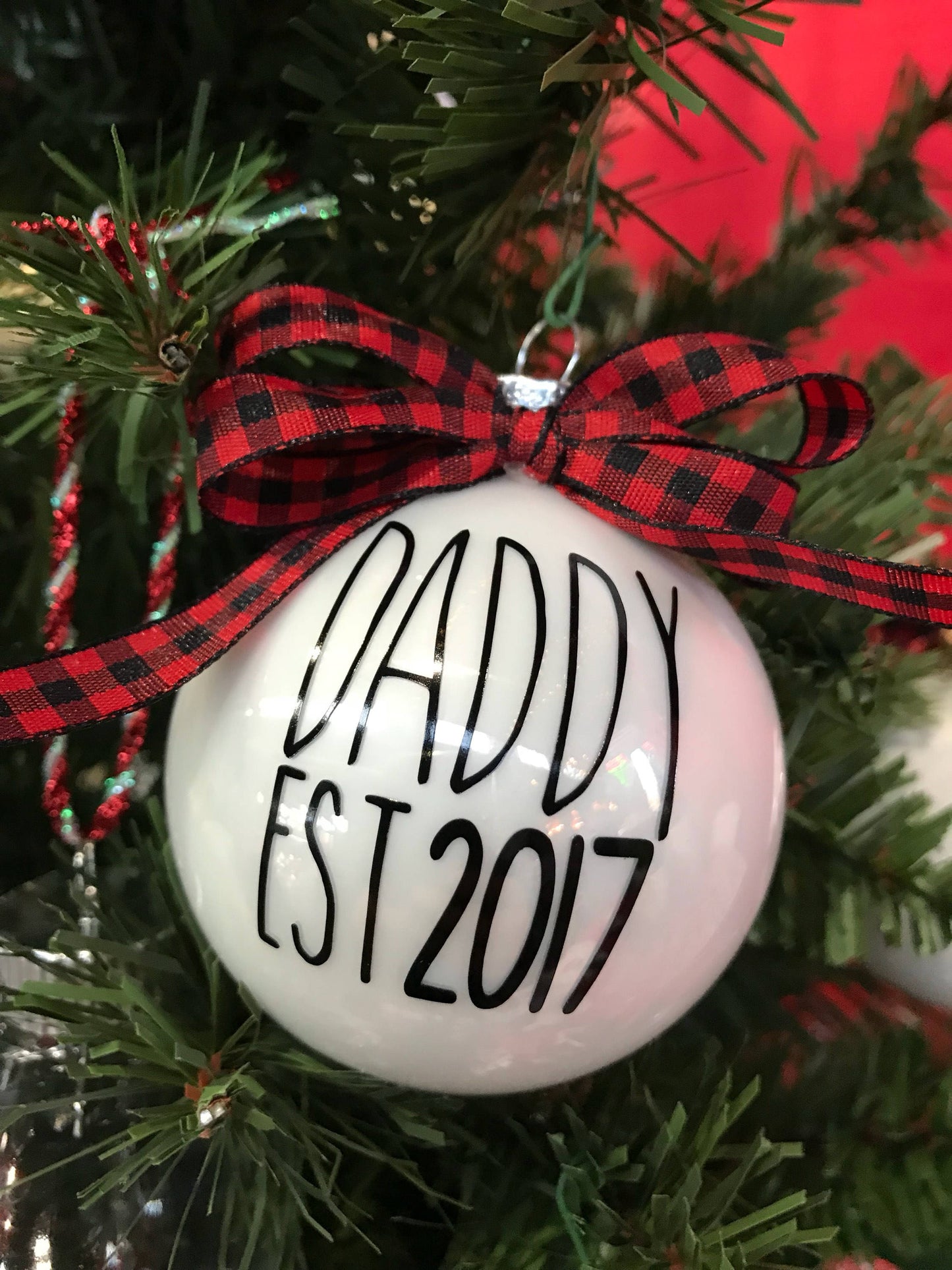 New mom ornament, first Christmas, new dad gift, pregnancy announcment, Buffalo plaid, christmas tree ornament, personalized ornament,2019