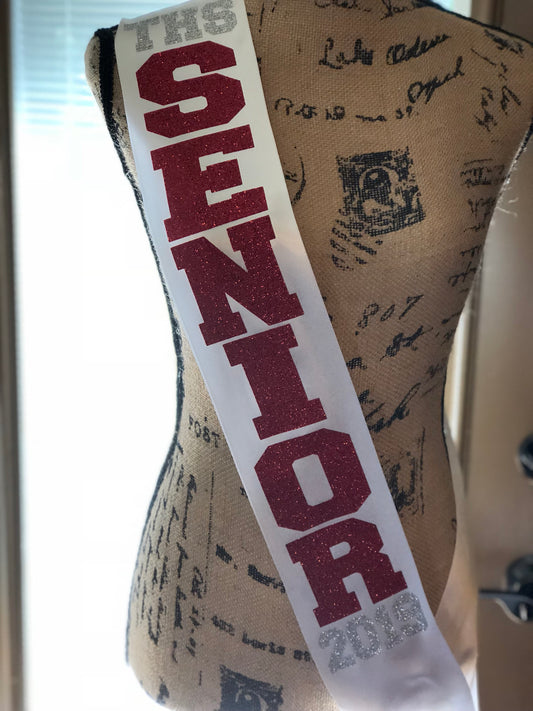 Senior sash, class of 2019, homecoming sash, senior shirt, graduation shirt, prom queen, gliter sash, back to school, bridesmaid sash