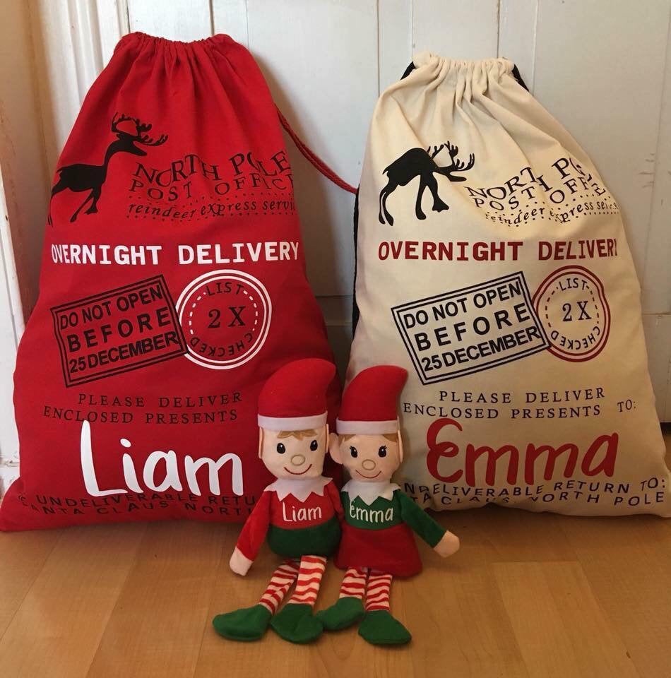 Santa bag, personalized bag, christmas gift wrap, stocking stuffer, Christmas gift bag, Christmas decor, Big gift bag, funny kids gift, bag