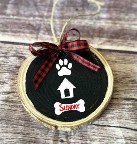 Doggy Christmas Ornament, first christmas, custom pet ornament, Christmas dog ornament, wood slice ornemant, gift from dog, dog memorial