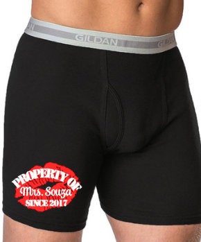 Mens valentines boxers, valentines gift, property of boxers, custom boxers, funny gift for men, mens underwear, boxer briefs, gift for groom