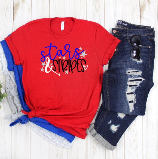 4th of july shirt,stars and stripes, independance day shirt, patriotic tee, womens shirt, USA tee, red white & blue, America shirt, 'merica