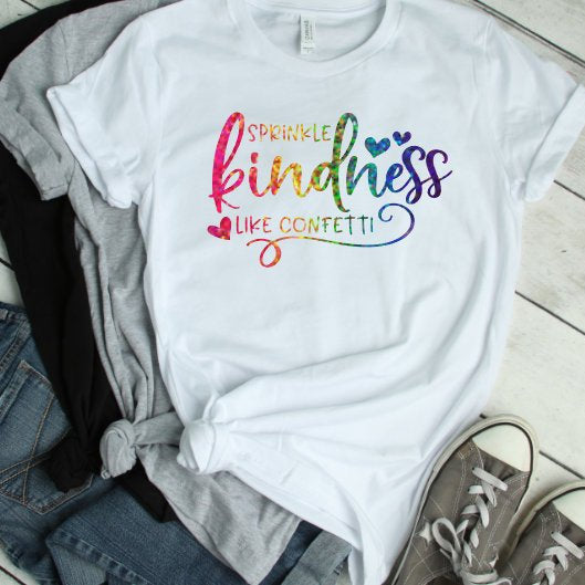 sprinkle kindness like confetti, kindness shirt, rainbow shirt, gift for her, humankind shirt, be kind shirt,  kindness tshirt, womens tee