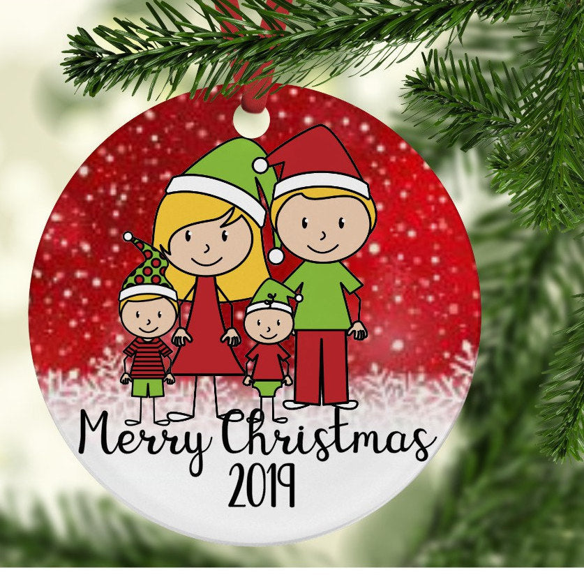 Family Christmas ornament, custom family ornament, Stick figure family, Christmas gift for mom, tree decor, 3 inch acrylic, holiday decor,