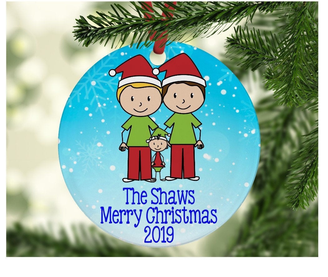 Family Christmas ornament, custom family ornament, Stick figure family, gay family ornament, lesbian family ornament, tree decor, acrylic