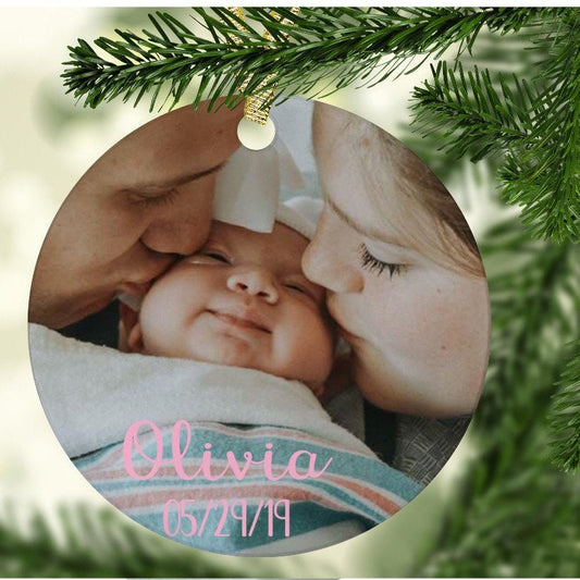 Custom photo ornament, baby gift, personalized ornament, photo gift, acrylic ornament, babys first Christmas, gift for grandma, new mom gift