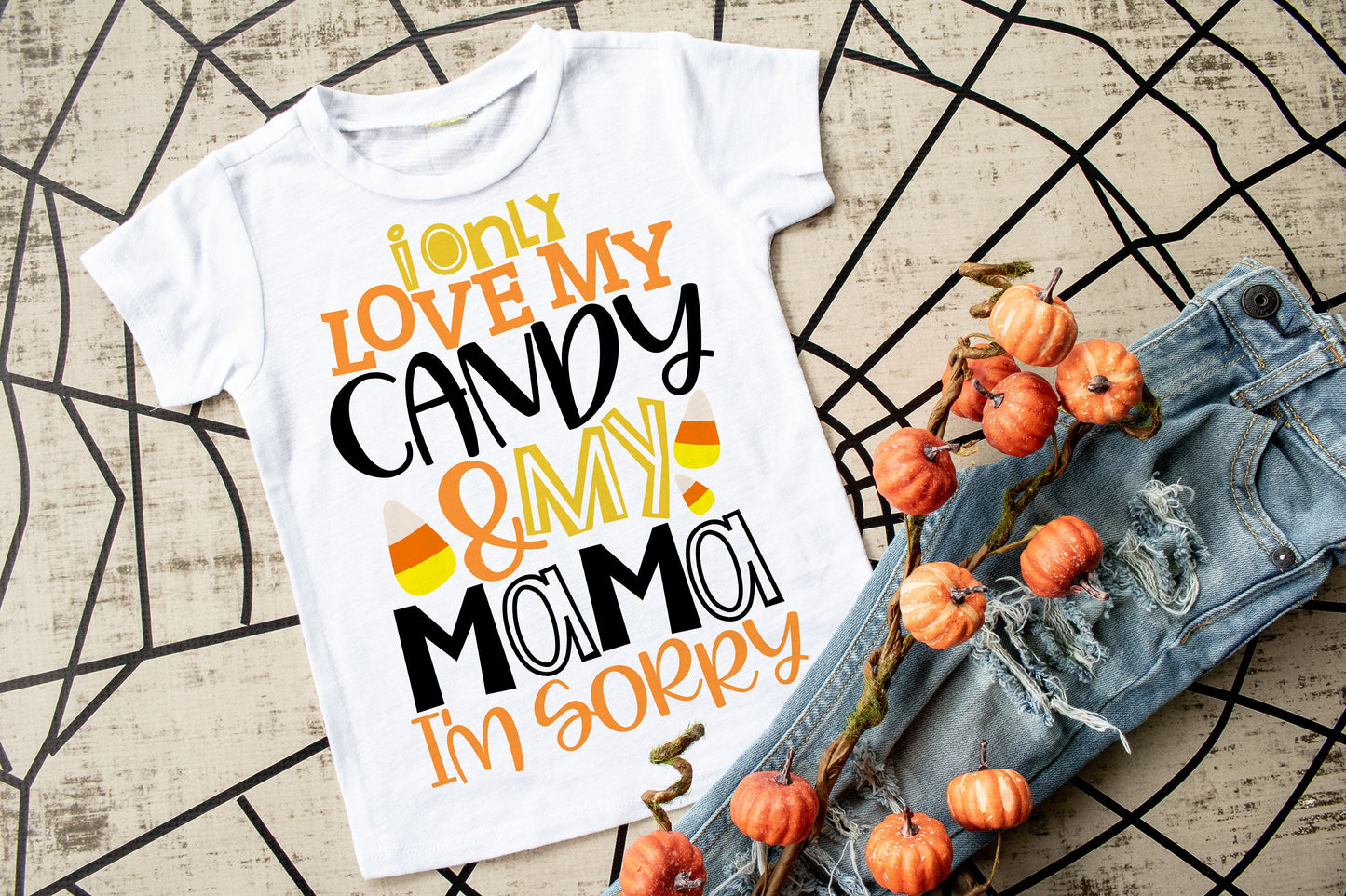 kids Halloween shirt, I love candy, mama shirt, funny Halloween tee, candy corn shirt, orange and yellow, Halloween shirt, girls Halloween