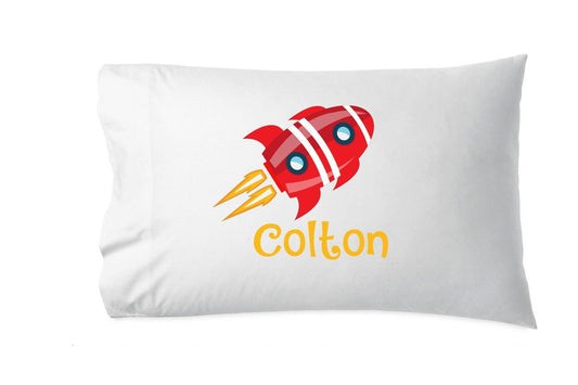 kids pillowcase, rocket ship pillow, space pillowcase, personalized pillow, kids room decor, boys pillow, boy gift, gift for grandson,