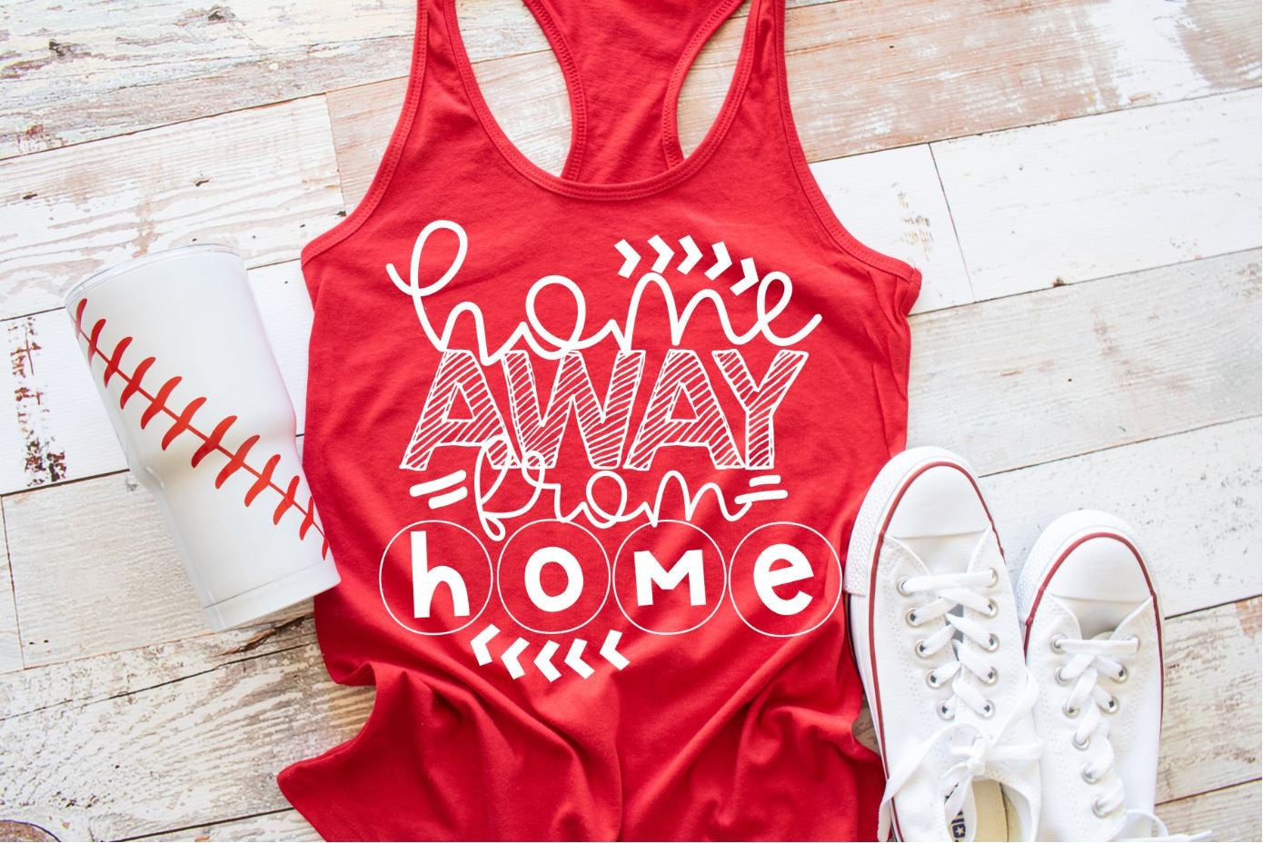 Baseball tank, home away from home, baseball shirt, womens baseball shirt, sports shirt, ladies sports tee, baseball, softball, play ball